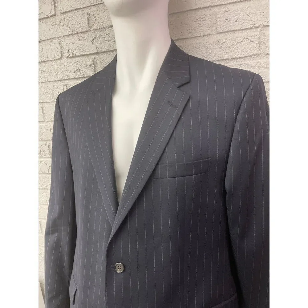 LAUREN Ralph Lauren Men Navy Pin Stripe Wool Blazer / Sport Coat Size 44R